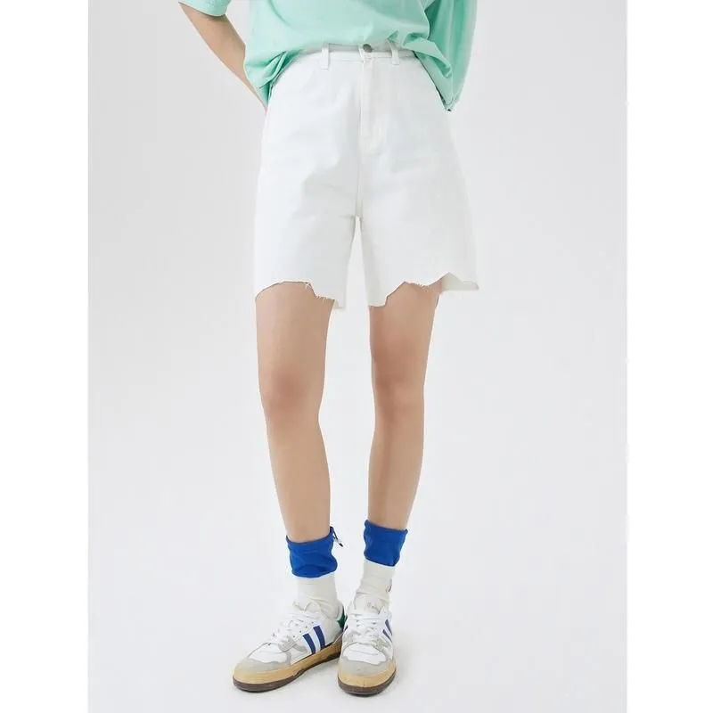 100% Cotton Solid Color A-Line Bermuda Denim Shorts