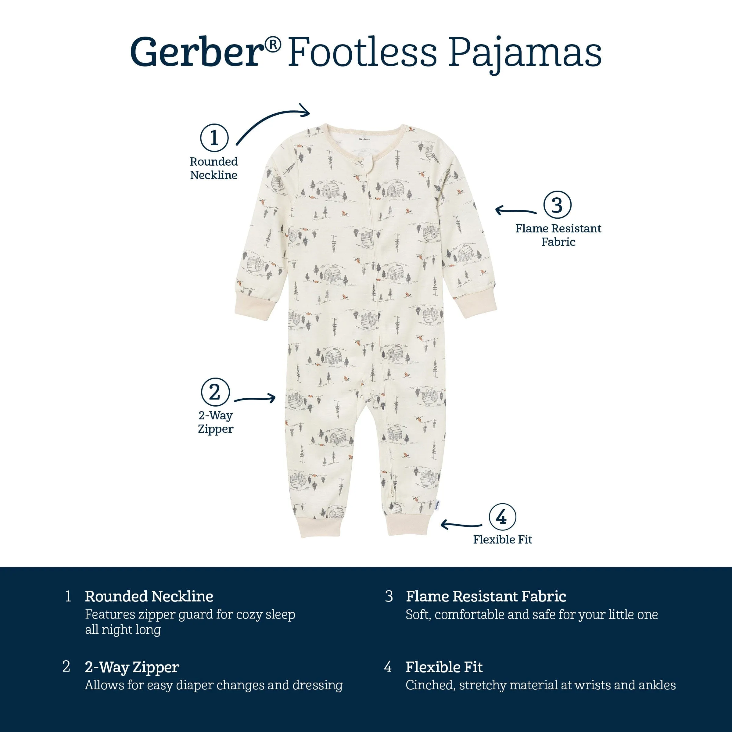 3-Pack Infant & Toddler Boys Outdoors Footless Pajamas