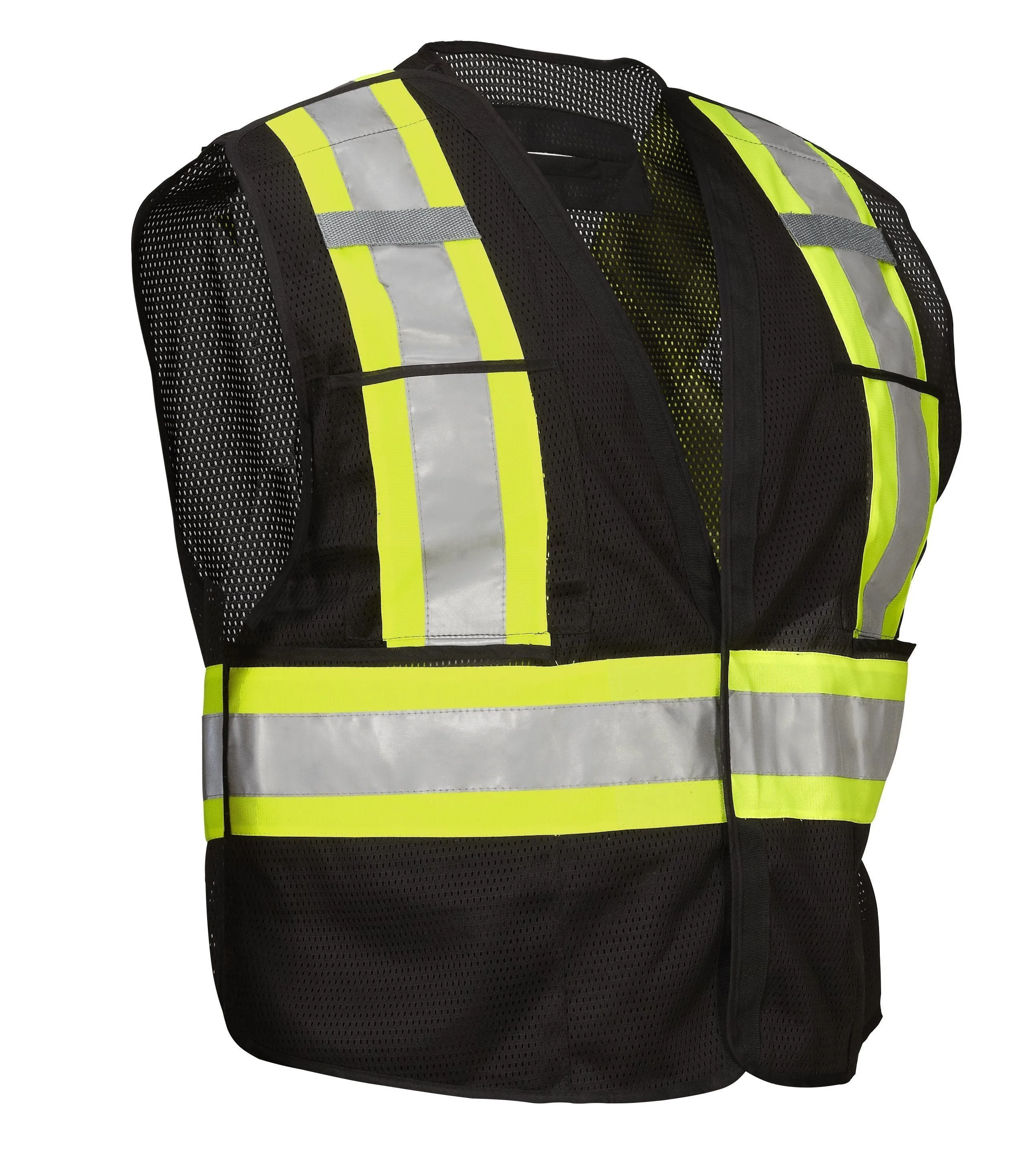 5-Point Tear-away Hi Vis Mesh Traffic Safety Vest, 3 Sizes