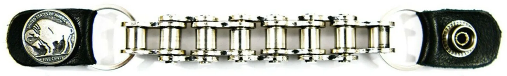 80731BUFFALOHEAD  Vest Extender Biker MC Chain Snap on 6" - VEST (BUFFALO HEAD HD)
