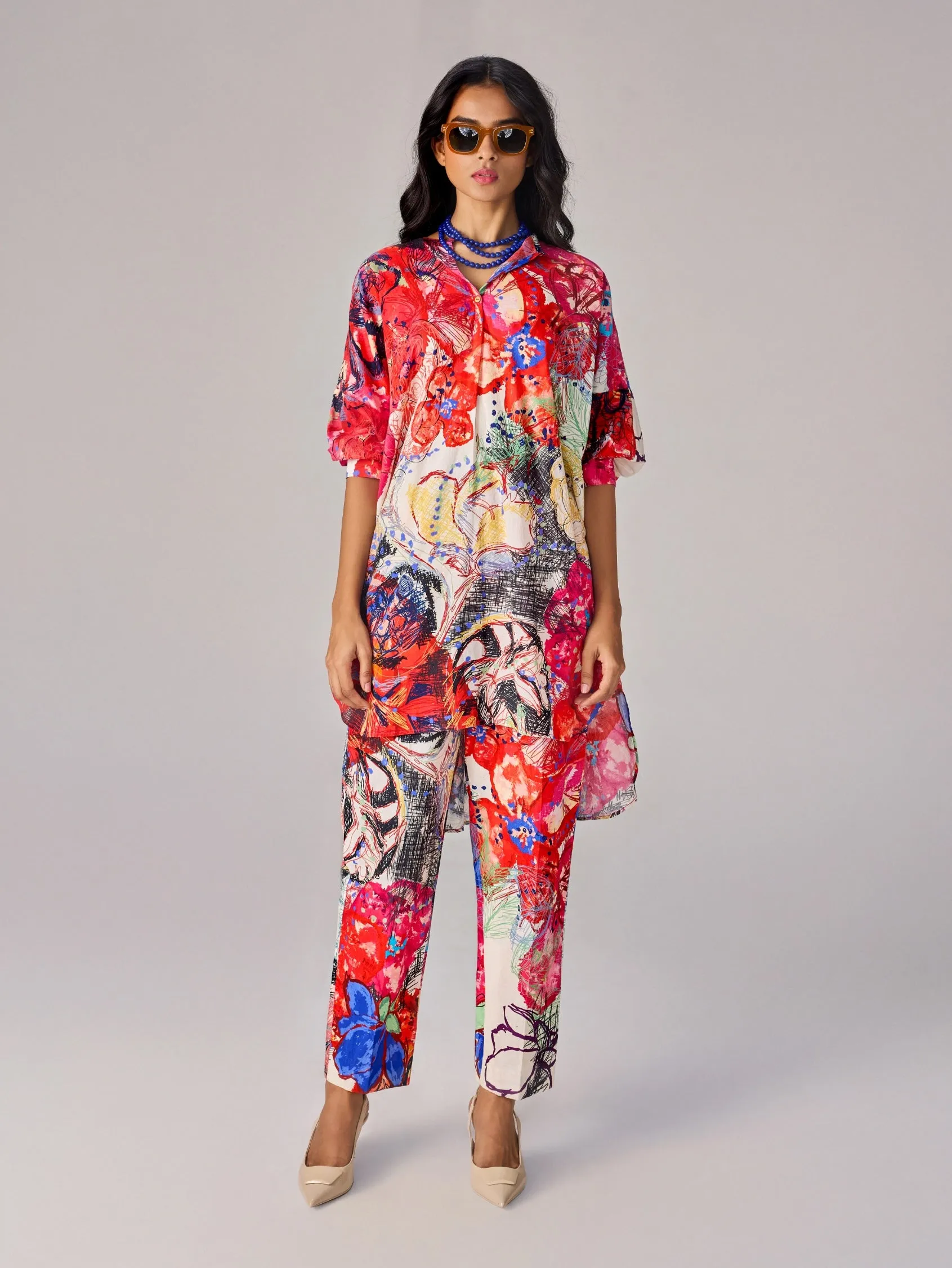 Akira multicolor tunic and trousers