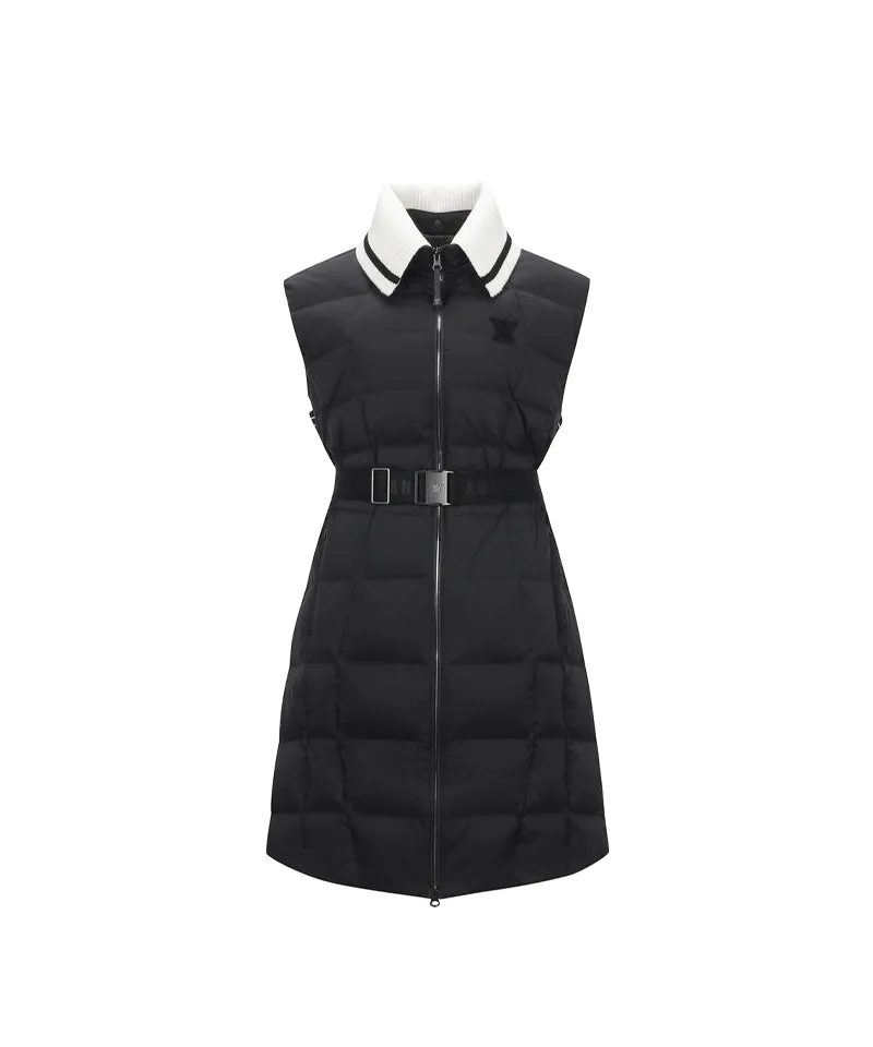 ANEW Golf Women's High Neck Long Down Vest - Black