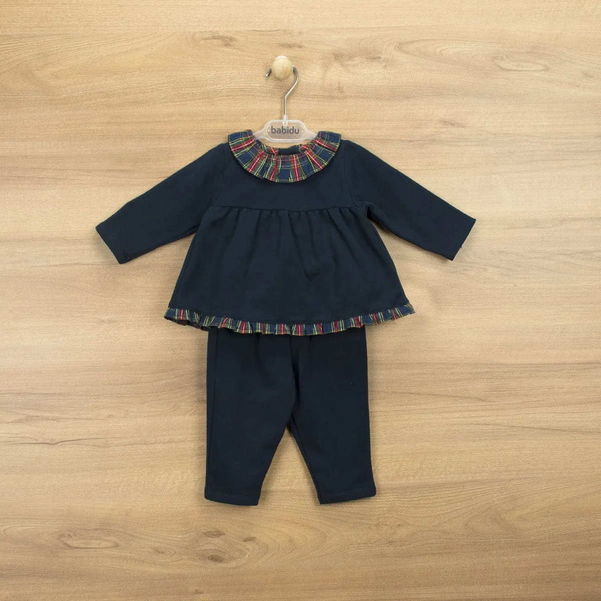 Babidu Navy Tartan Two Piece Set