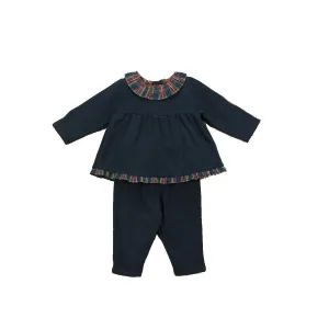 Babidu Navy Tartan Two Piece Set