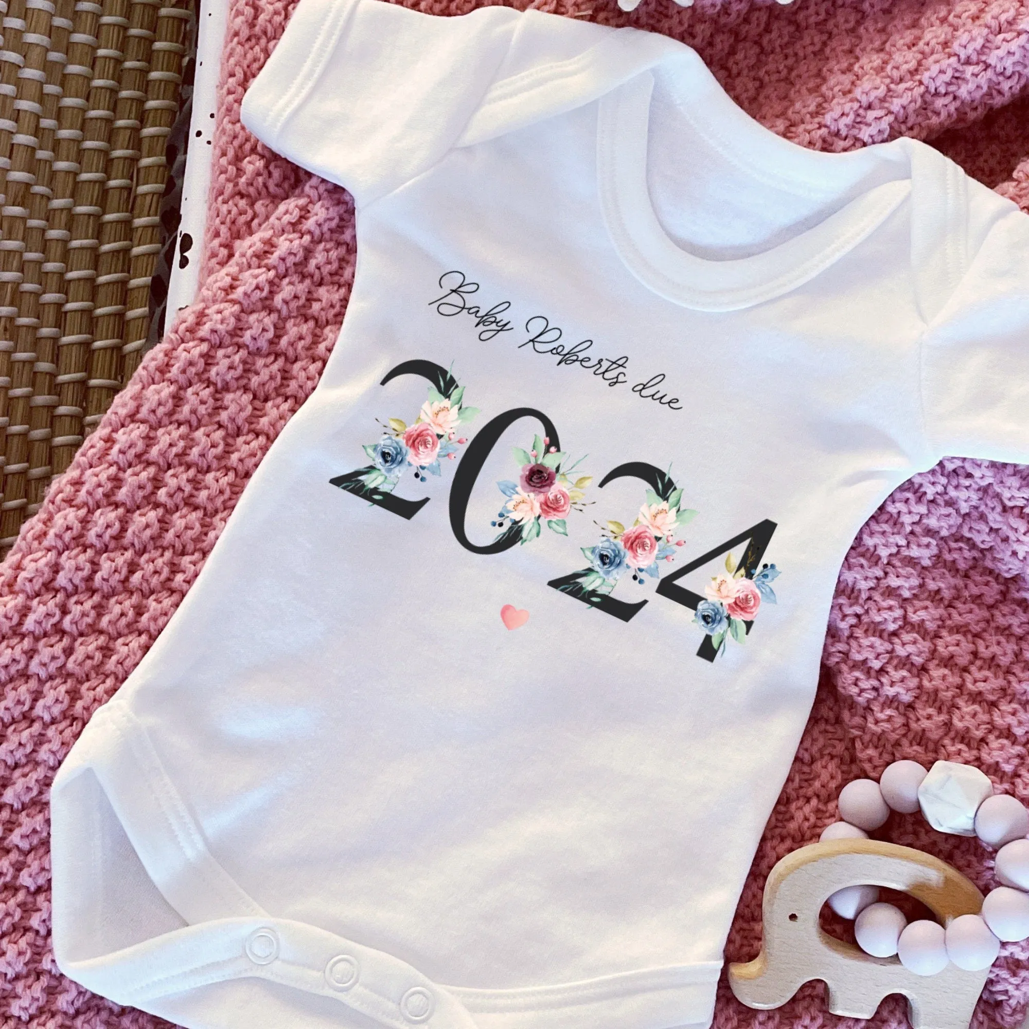 Baby Due in 2024 Baby Vest, Personalised Unisex Baby Sleepsuit, Personalised Baby Vest, New Baby Gift, Baby Boy Girl Baby Announcement Vest