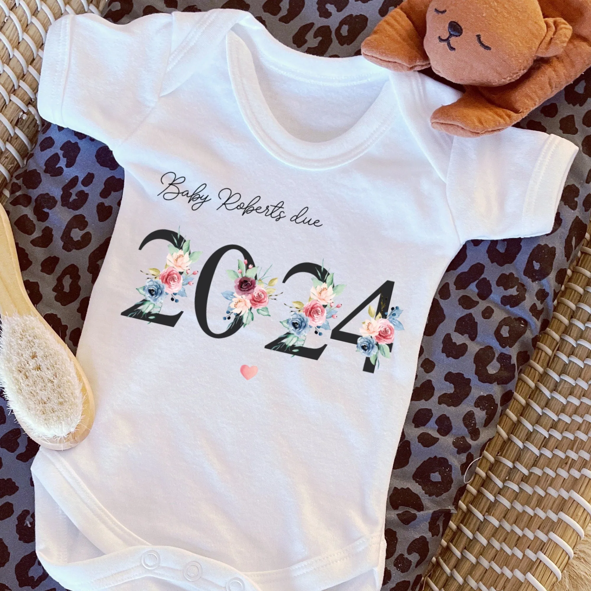 Baby Due in 2024 Baby Vest, Personalised Unisex Baby Sleepsuit, Personalised Baby Vest, New Baby Gift, Baby Boy Girl Baby Announcement Vest