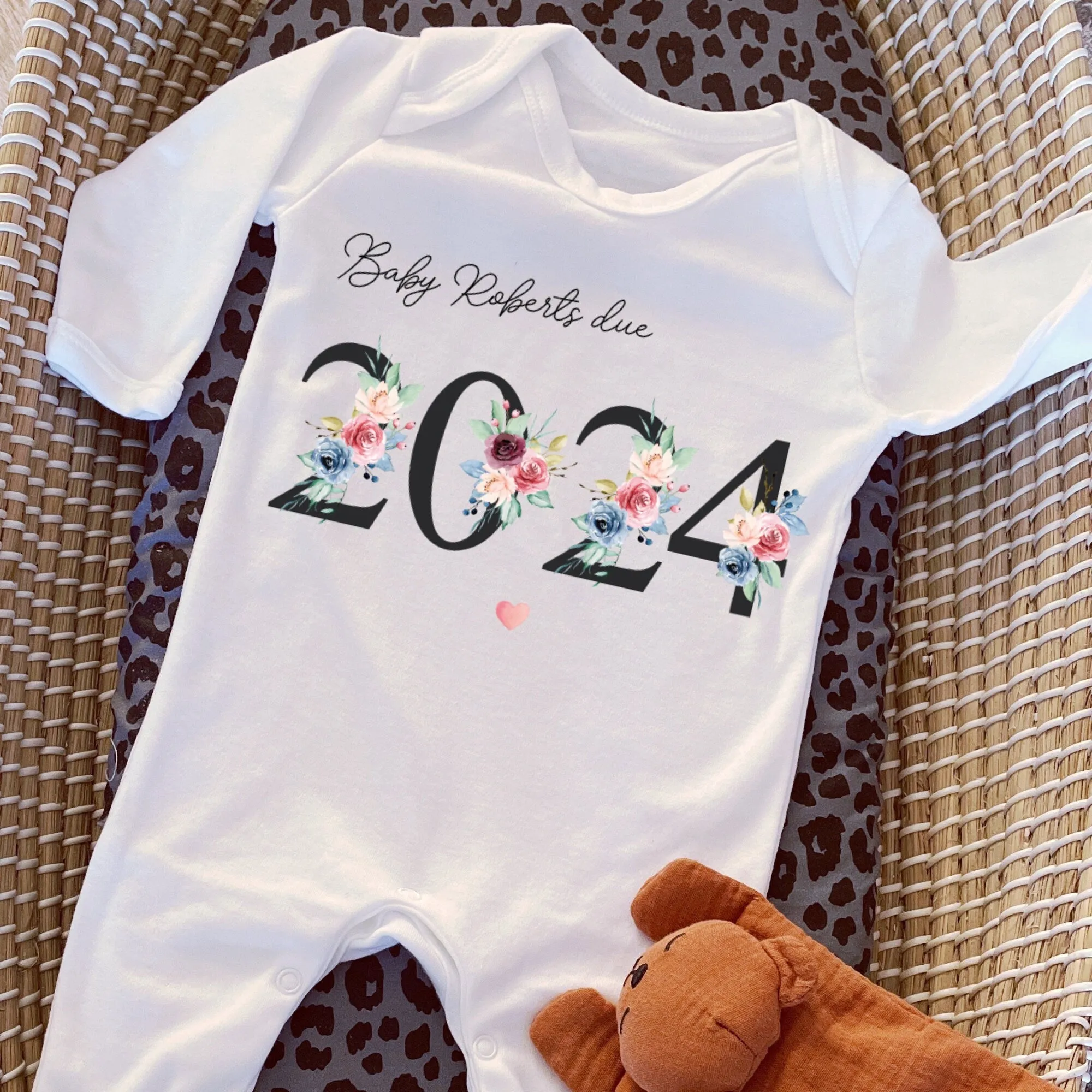 Baby Due in 2024 Baby Vest, Personalised Unisex Baby Sleepsuit, Personalised Baby Vest, New Baby Gift, Baby Boy Girl Baby Announcement Vest