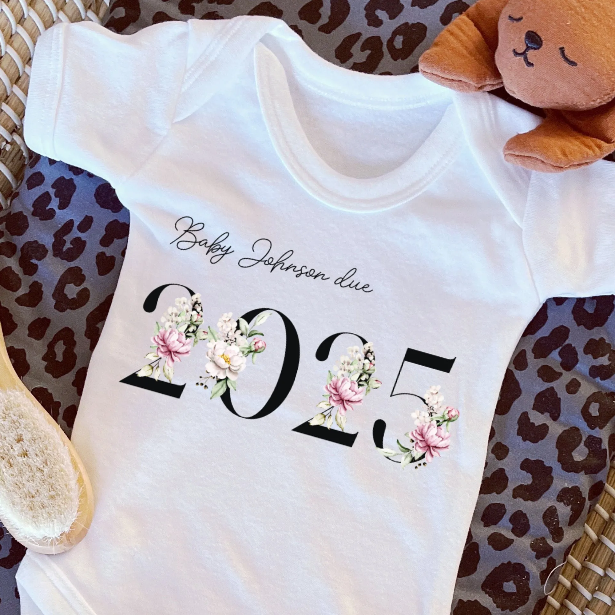 Baby Due in 2025 Baby Vest, Personalised Unisex Baby Sleepsuit, Personalised Baby Vest, New Baby Gift, Baby Boy Girl Baby Announcement Vest