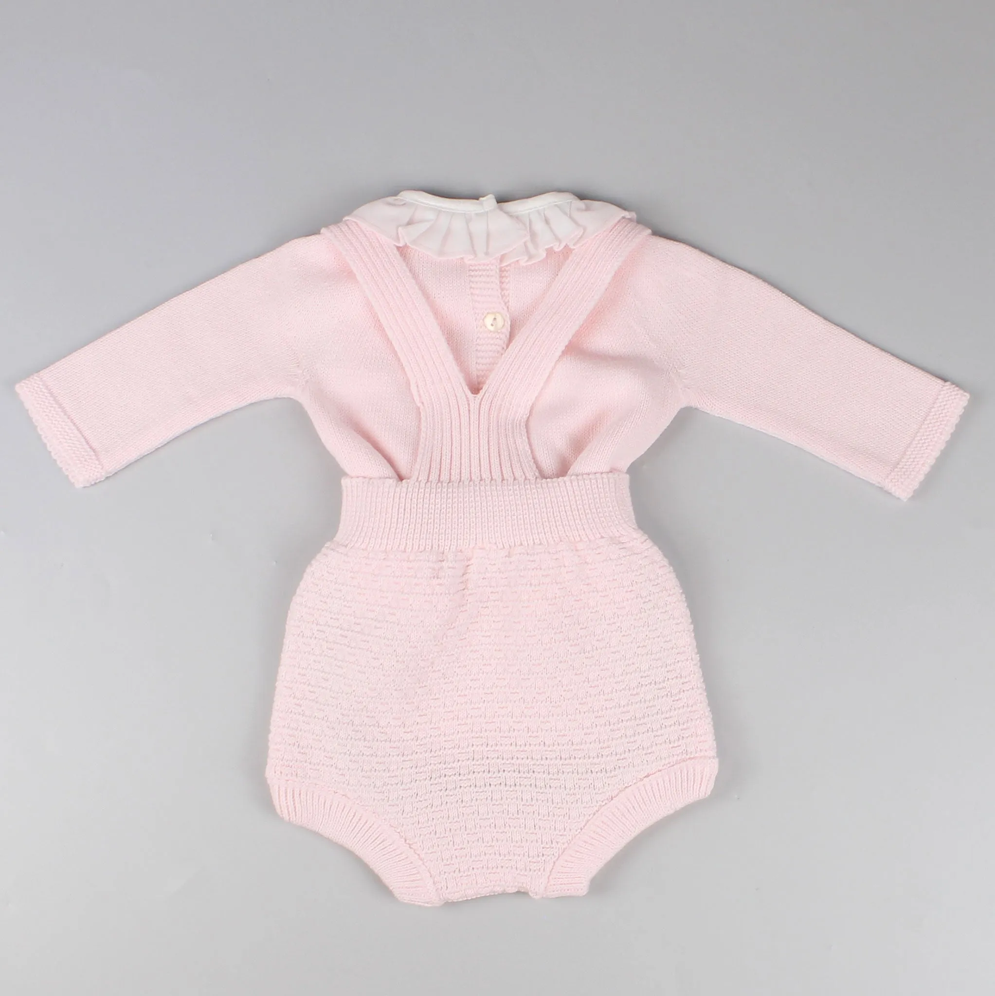 Baby Girls 2 Piece Knitted Outfit- Jam Pants and Top- Pink