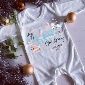 Baby Girls Nutcracker Ballerina, My First Christmas Outfit, 1st Christmas Baby Gift, Personalised Vest, Newborn Xmas Sleepsuit, Babygrow