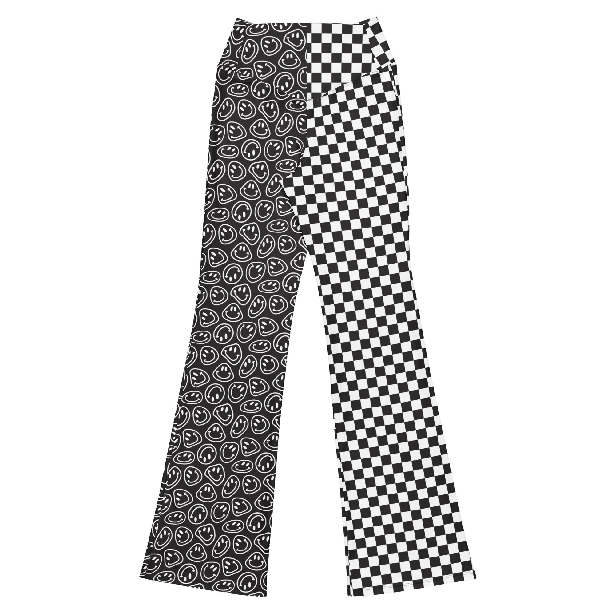 B&W Smiles Checkered Flare Pants