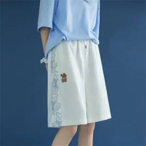 BEAR PRINT LOOSE SHORTS UB2695