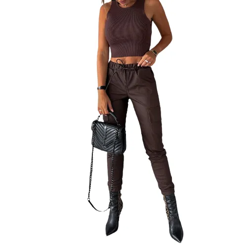 Beata® | Women'S Leather Cargo Trousers Chic