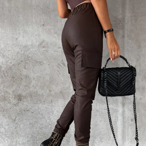 Beata® | Women'S Leather Cargo Trousers Chic