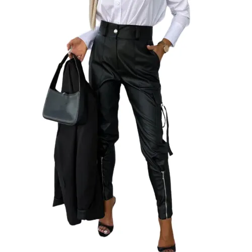 Beata® | Women'S Leather Cargo Trousers Chic