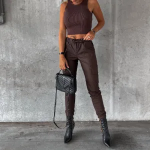 Beata® | Women'S Leather Cargo Trousers Chic