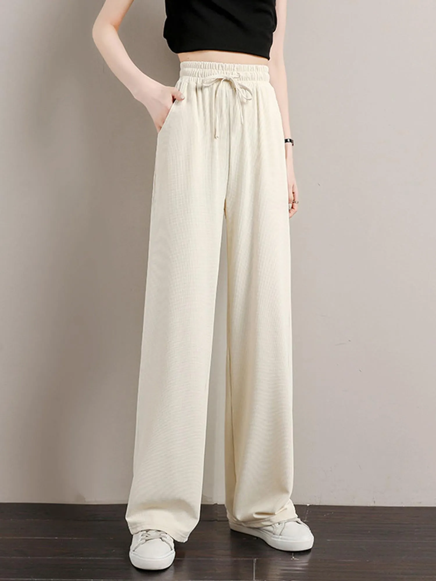 Beige Cozy Fit Flared Trousers