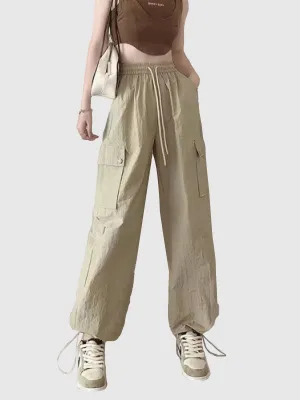 Beige Parachute Jogger With Flap Pockets