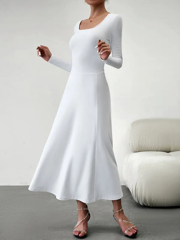 BerryBetty - Women's Fashion Casual Elegant Waisted Long Sleeve Dress