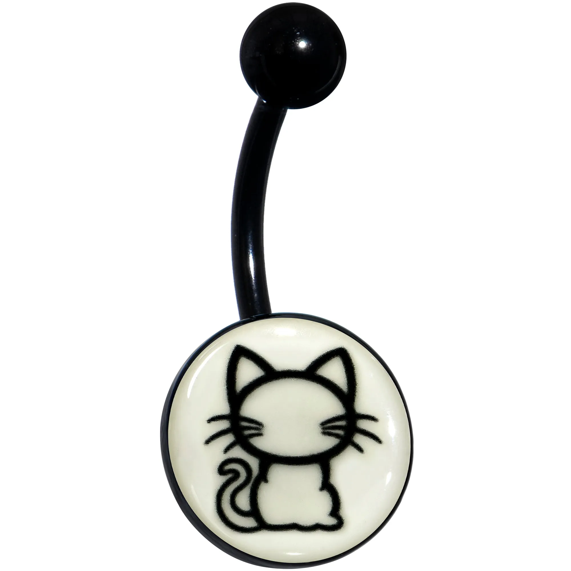 Black Anodized Glow in the Dark Kitty Cat Belly Ring