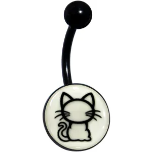 Black Anodized Glow in the Dark Kitty Cat Belly Ring