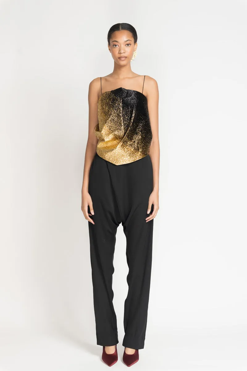 Black Satin Crepe Jodhpuri Trousers