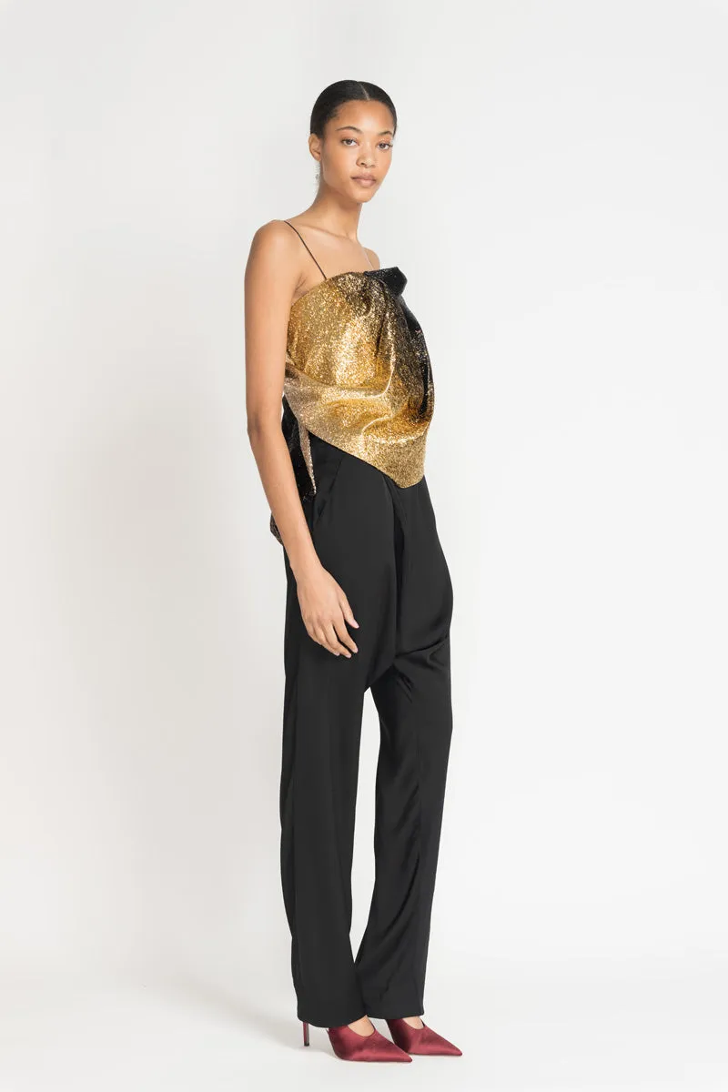 Black Satin Crepe Jodhpuri Trousers