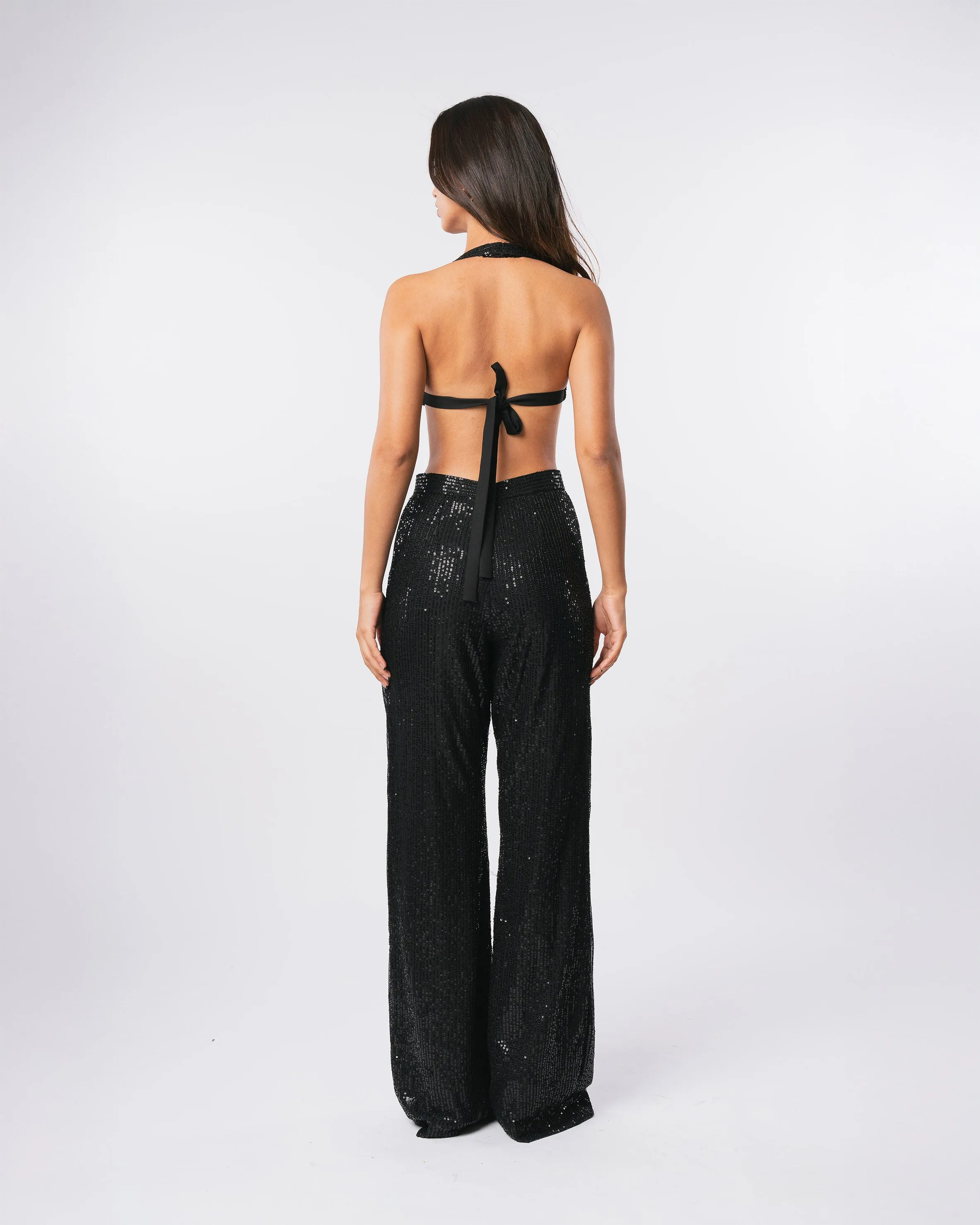 BLACK SEQUIN TROUSERS