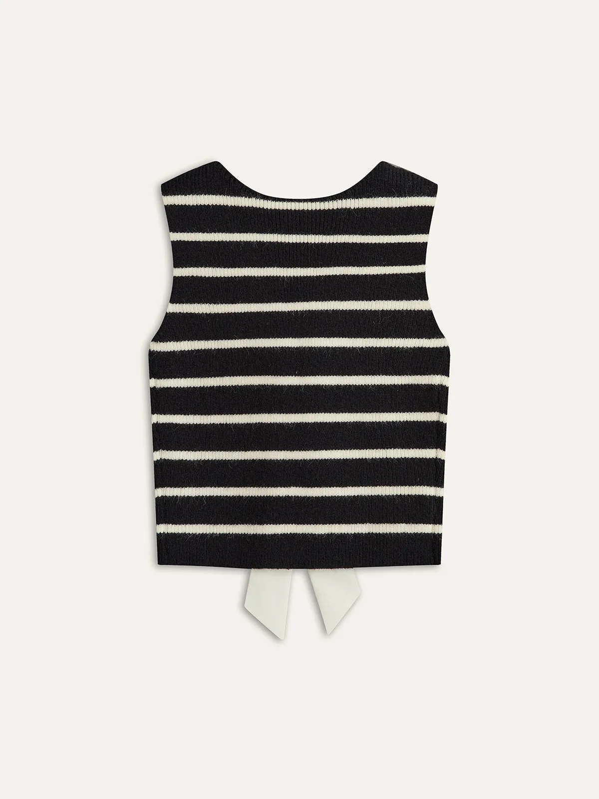 Bow Back Detail Striped Sweater Vest