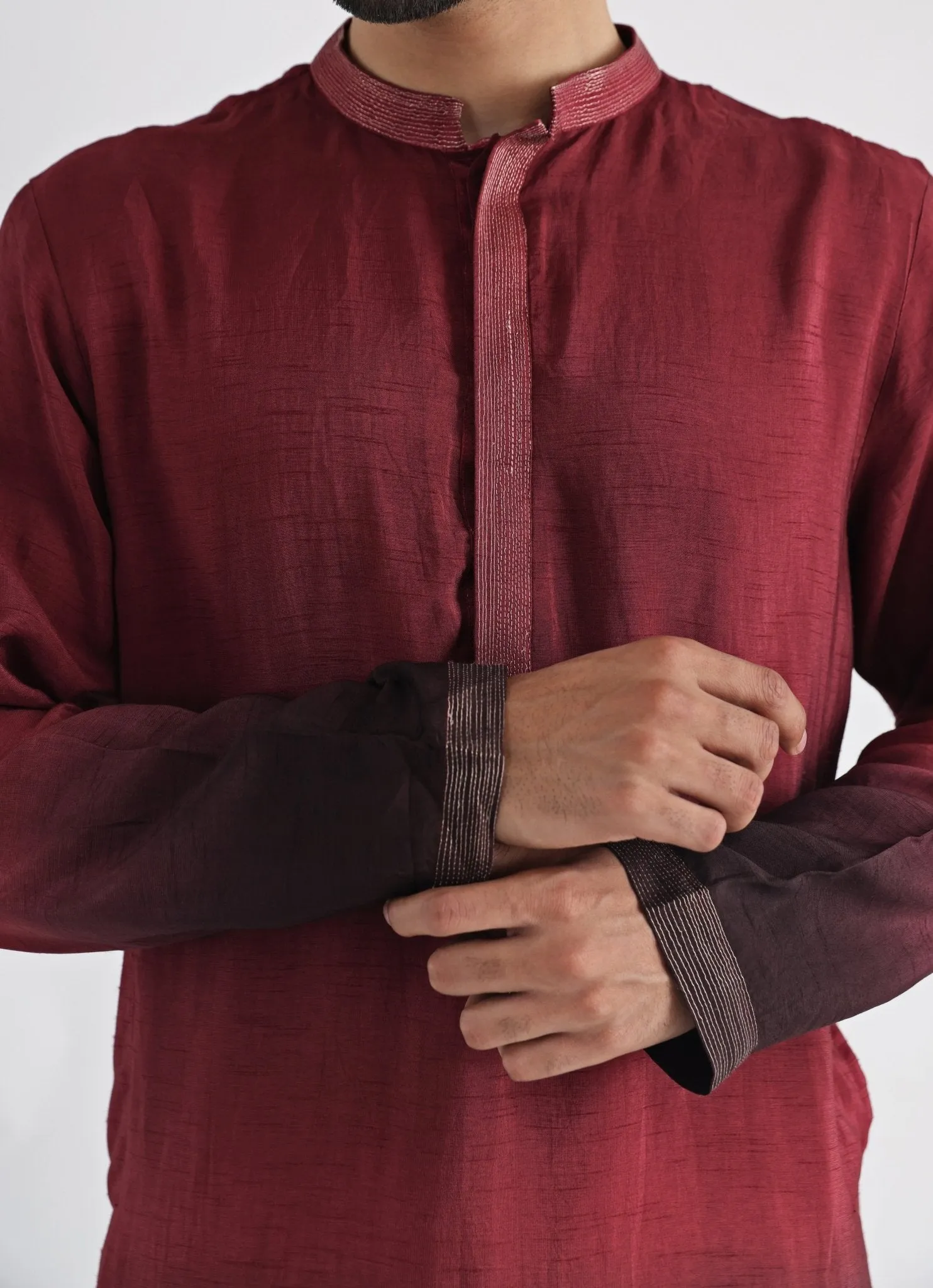 Brown Embroidered Nehru Jacket With Kurta Set