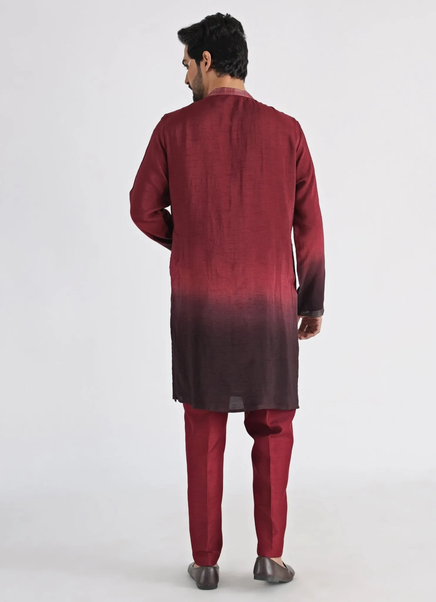 Brown Embroidered Nehru Jacket With Kurta Set
