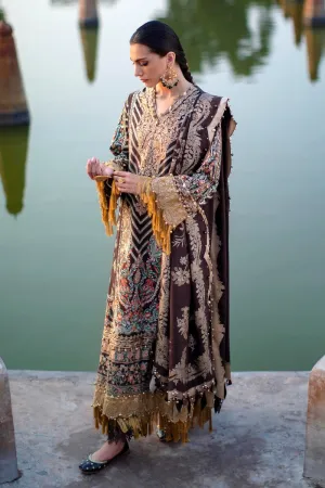 Brown Heavily Embellished Long Pakistani Salwar Kameez Suit Dupatta
