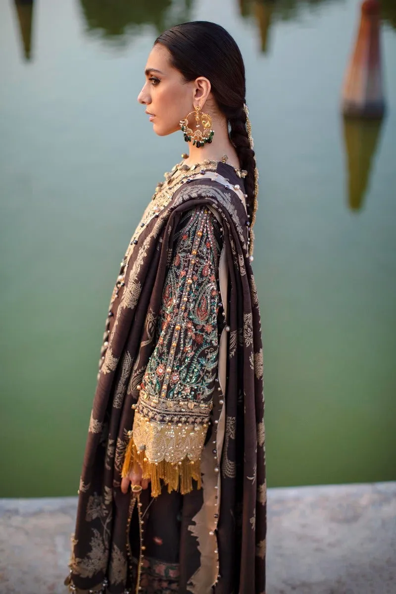 Brown Heavily Embellished Long Pakistani Salwar Kameez Suit Dupatta