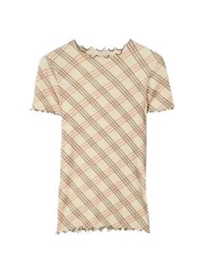 Burberry Check Stretch Cotton T-shirt in Teacup