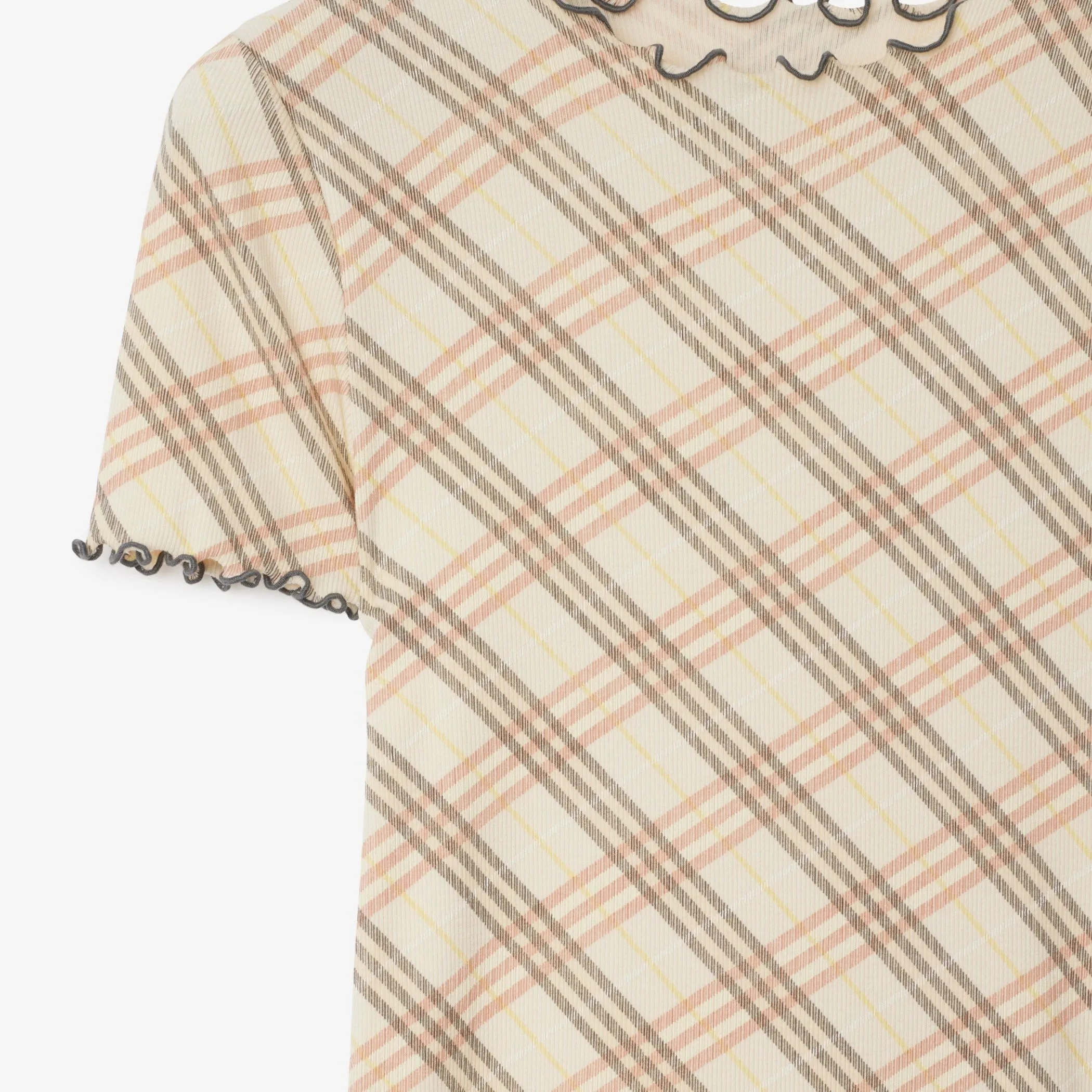 Burberry Check Stretch Cotton T-shirt in Teacup