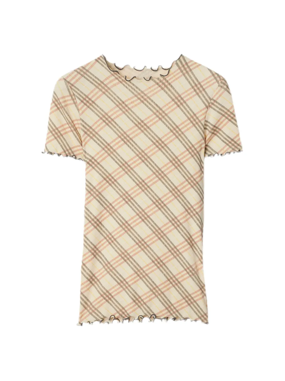 Burberry Check Stretch Cotton T-shirt in Teacup