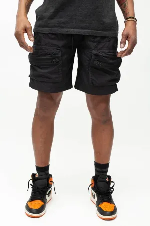 CALIBER DENIM CO. ASSEMBLY BLACK CARGO SHORTS