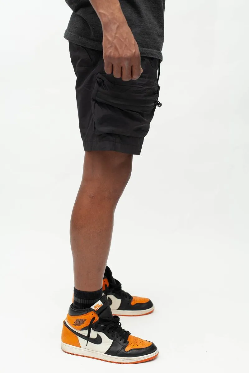 CALIBER DENIM CO. ASSEMBLY BLACK CARGO SHORTS