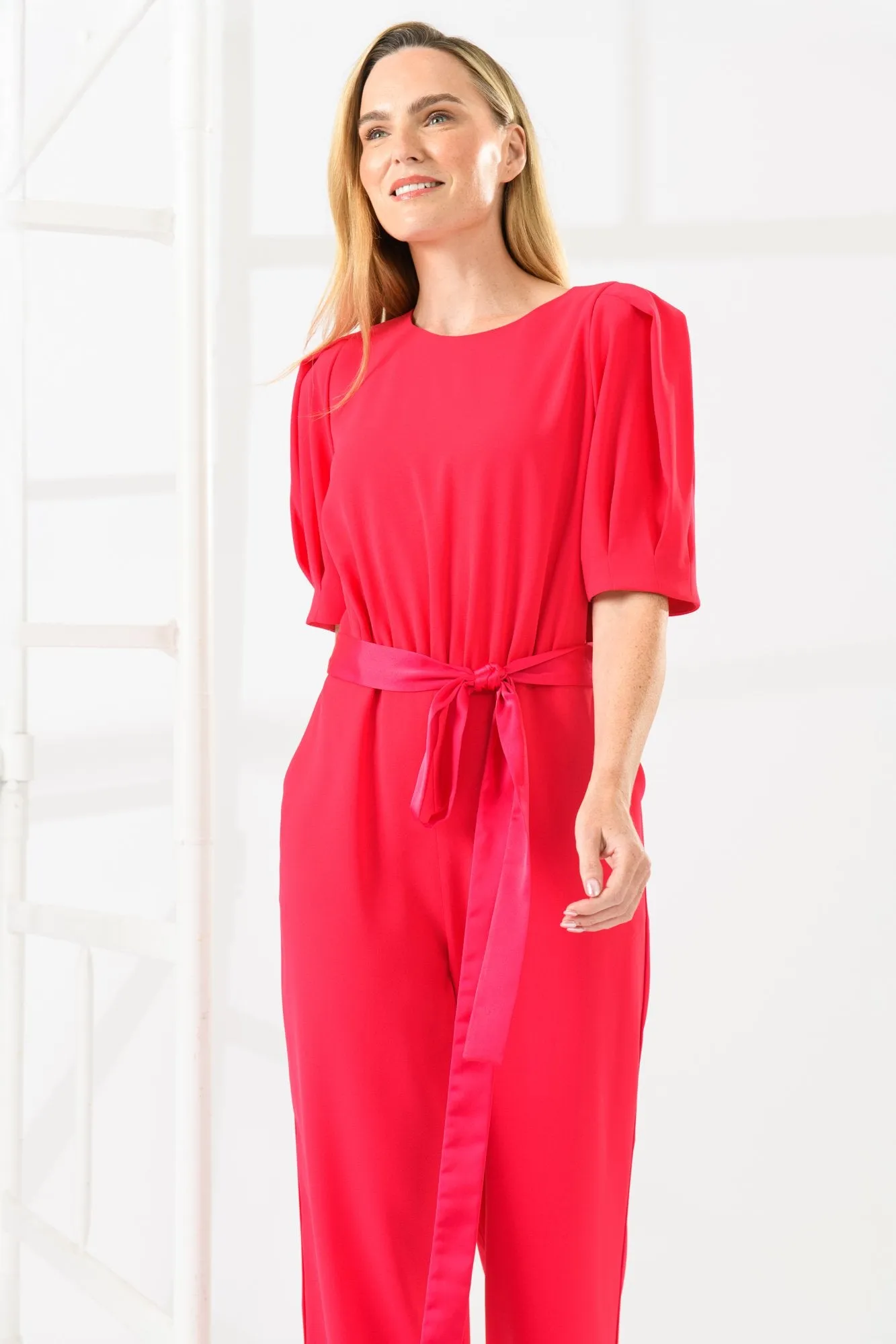 Caroline Kilkenny Danny Pink Belted Jumpsuit