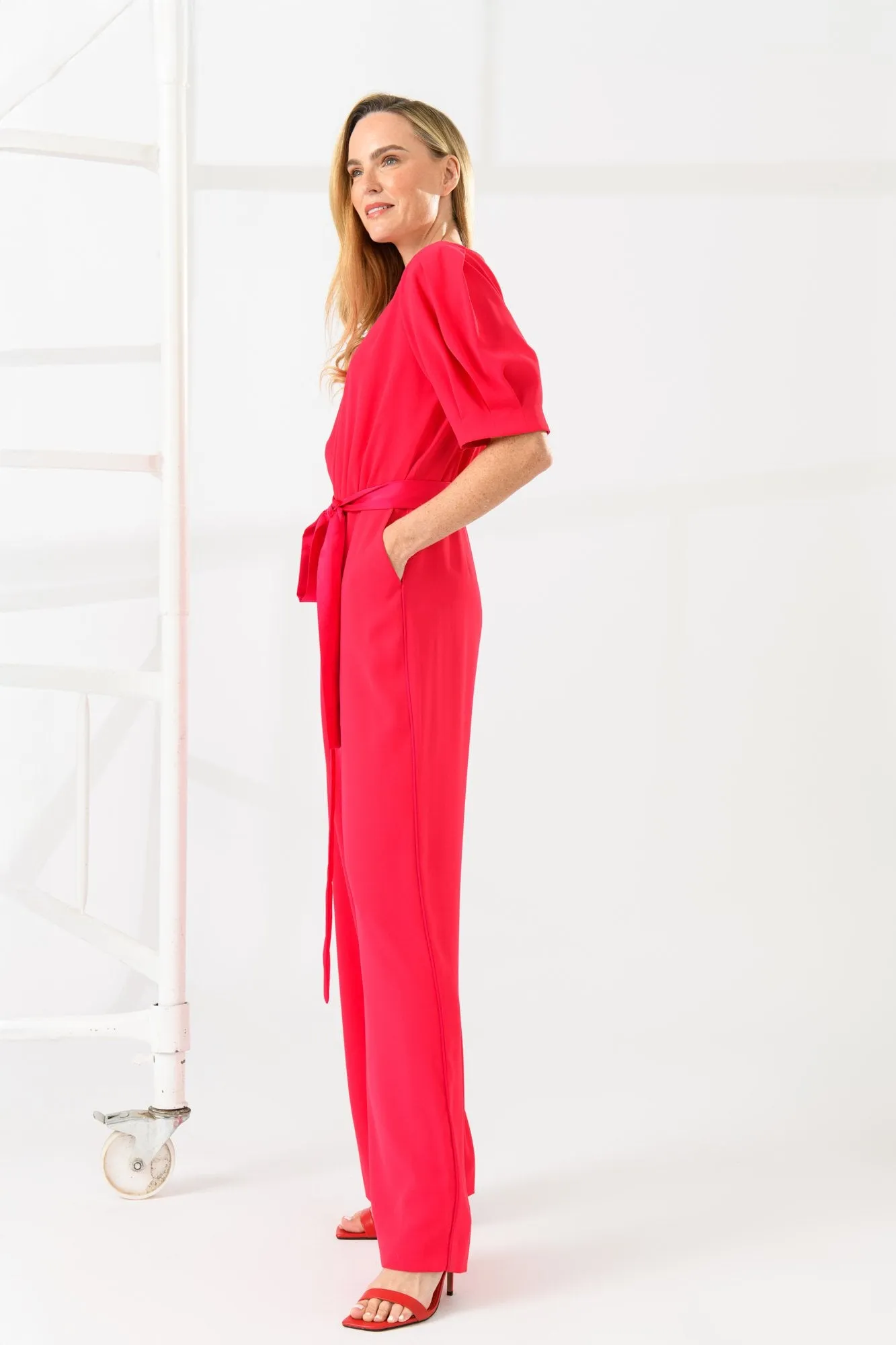 Caroline Kilkenny Danny Pink Belted Jumpsuit