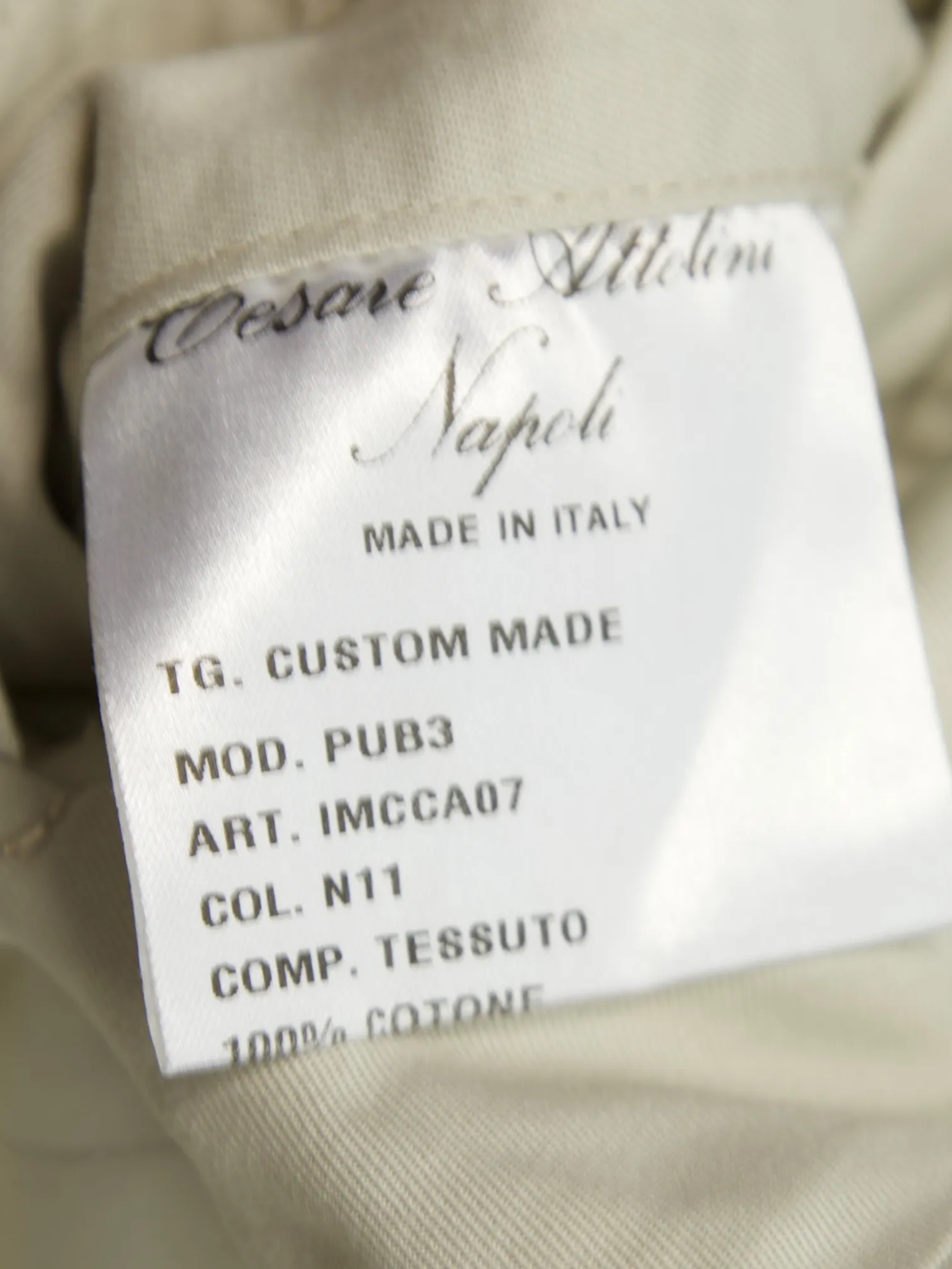 Cesare Attolini Stone Grey Cotton Twill Sartorial Trousers
