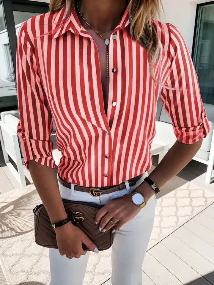 Chic Striped Button-Up Top