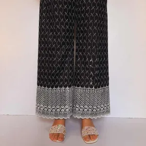 Chikankari Palazo - Soft Cotton - Black - ZT227