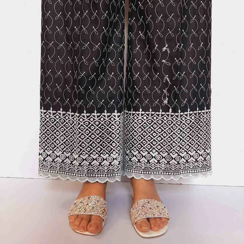 Chikankari Palazo - Soft Cotton - Black - ZT227