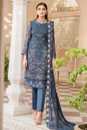 Classic Grey Embroidered Pakistani Party Wear Salwar Kameez Dupatta
