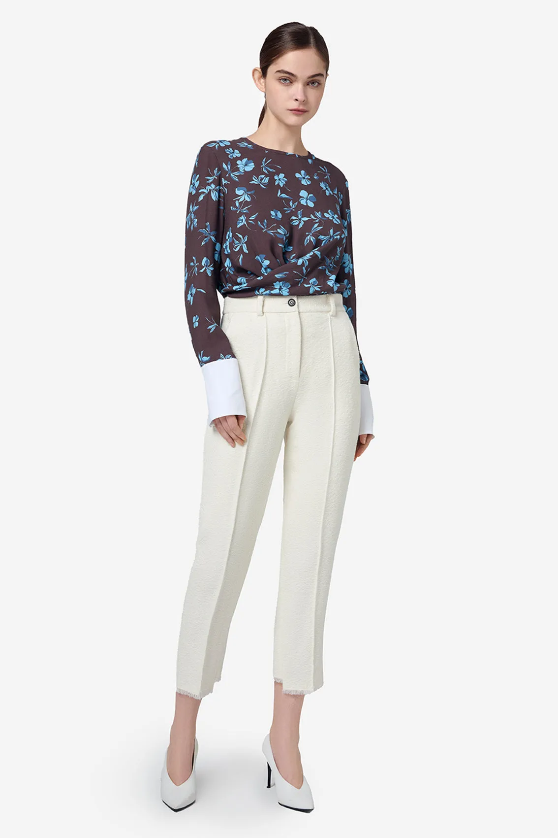 CONTRAST BUTTON DETAILS TROUSERS