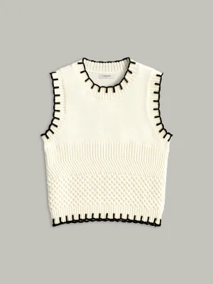 Contrast Trim Sleeveless Ribbed Sweater Vest