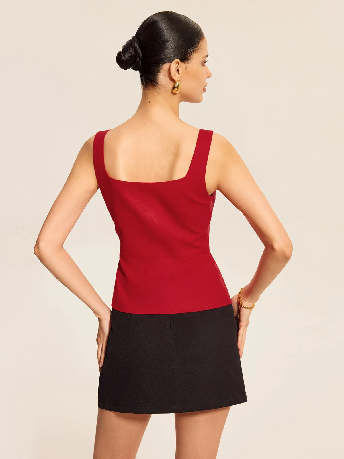 Cotton & Linen Square Neck Vest Top