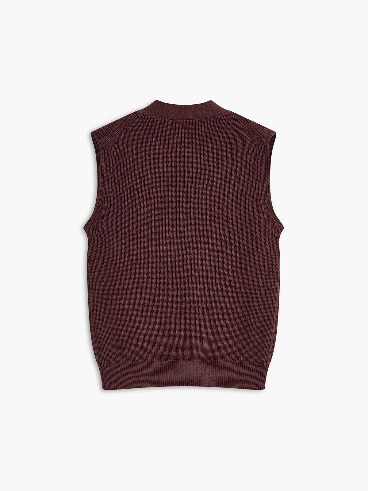 Cotton Blends Ribbed Sweater Vest