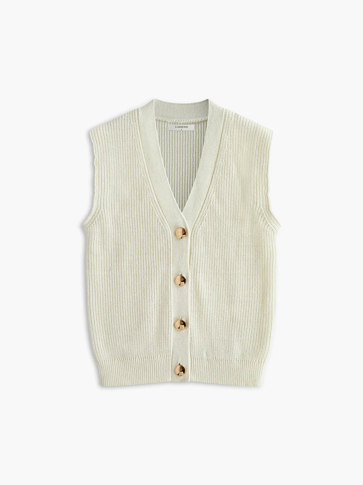 Cotton Blends Ribbed Sweater Vest